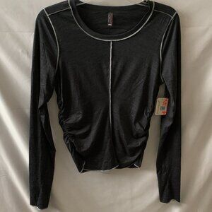 FREE PEOPLE MOVEMENT Right On Run Long Sleeve Top in Black/Grey Sz MEDIUM